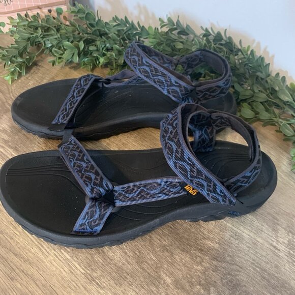 Teva Mens Hurricane 4 Wavy Trail Navy Hiking Outdoor Sandals Adjust Straps 13 - Picture 1 of 7